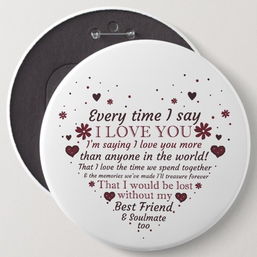 Romantische Liebe Gedicht Kunst Button (Vorne & Hinten)