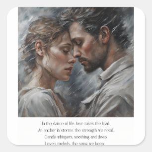 Romantische Liebe Gedicht Valentine Kunst Quadratischer Aufkleber