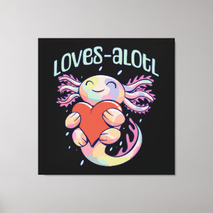 Romantische Liebe - glücklicher Axolotl Leinwanddruck