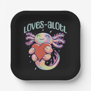 Romantische Liebe - glücklicher Axolotl Pappteller