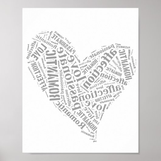 Romantische Liebe Graues und Weißes Herz I Poster (Vorne)