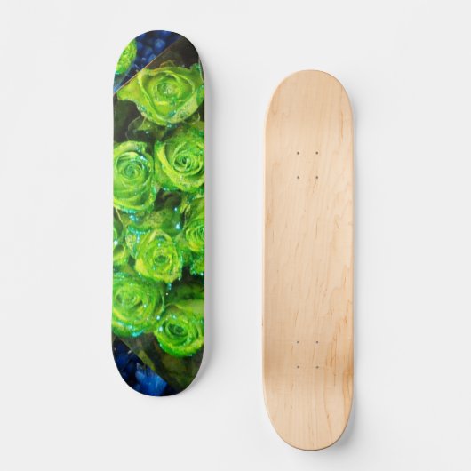 Romantische Liebe Green Glitzer Rose Skateboard (Vorderseite)