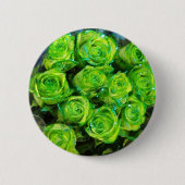 Romantische Liebe Grüne Valentine Glitzer Rose Button (Vorderseite)
