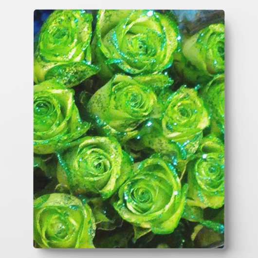 Romantische Liebe Grüne Valentine Glitzer Rose Fotoplatte (Vorderseite)