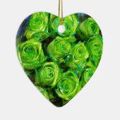 Romantische Liebe Grüne Valentine Glitzer Rose Keramik Ornament (Rechts)