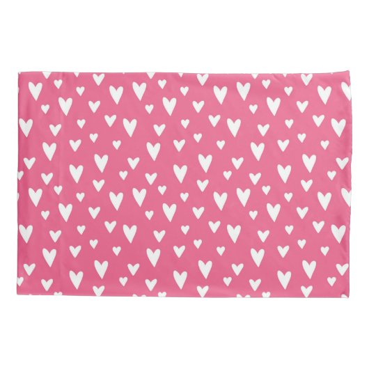 Romantische Liebe Herz Pink Weißes Girly Valentine Kissenbezug (Rückseite)