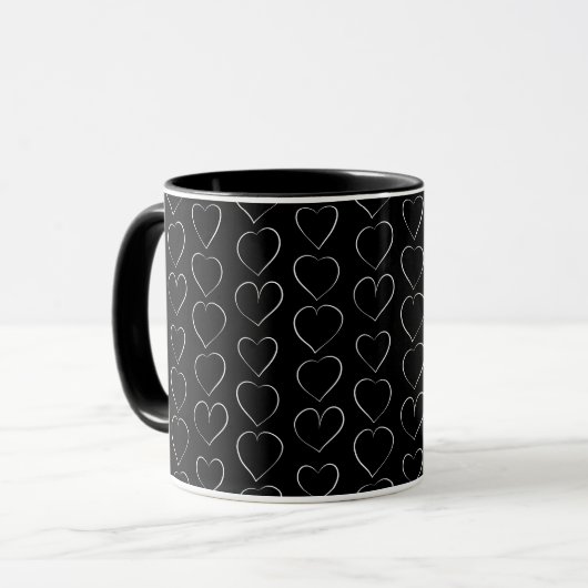 ROMANTISCHE LIEBE HERZ SCHWARZ TASSE (Vorderseite Links)