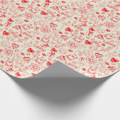 Romantische Liebe Herz und Doodles Geschenk Geschenkpapier (Ecke)