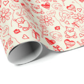 Romantische Liebe Herz und Doodles Geschenk Geschenkpapier (Rolleneckpunkt)