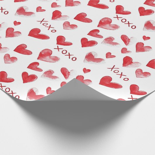 Romantische Liebe Herz XOXO Hochzeit Geschenkpapier (Ecke)