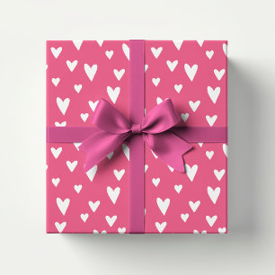 Romantische Liebe Herzen Rosa Weiß Weiblich Valent Geschenkpapier