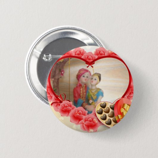 Romantische Liebe Herzens Kunstdruckerei Button (Vorne & Hinten)