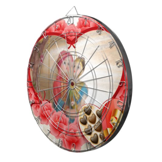 Romantische Liebe Herzens Kunstdruckerei Dartscheibe (Vorderseite rechts)