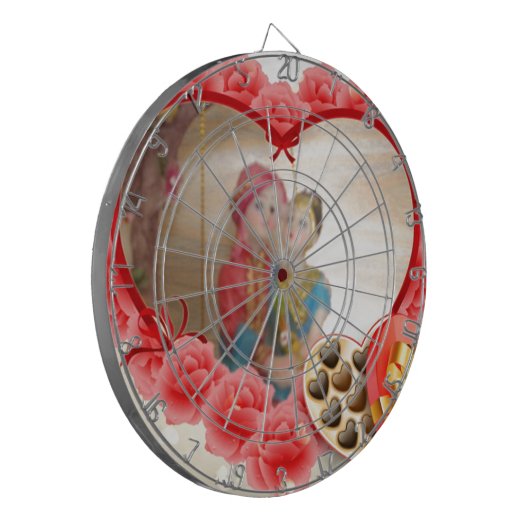 Romantische Liebe Herzens Kunstdruckerei Dartscheibe (Vorderseite Links)