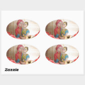 Romantische Liebe Herzens Kunstdruckerei Ovaler Aufkleber (Blatt)