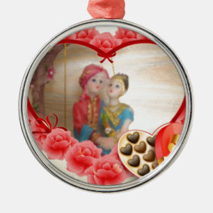 Romantische Liebe Herzens Kunstdruckerei Silbernes Ornament