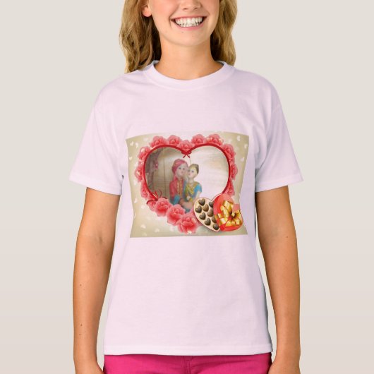 Romantische Liebe Herzens Kunstdruckerei T-Shirt (Vorderseite)