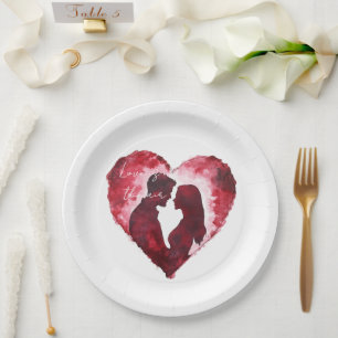 Romantische Liebe Herzenshochzeit Pappteller