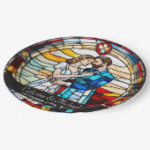 Romantische Liebe im Glass-Stil Europäische Hochze Pappteller (Schrägansicht)