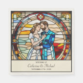 Romantische Liebe im Glass-Stil Europäische Hochze Serviette (Vorderseite)