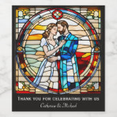 Romantische Liebe im Glass-Stil Europäische Hochze Weinetikett (Einzelnes Label)