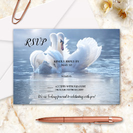 Romantische Liebe Lake Swan Wedding RSVP Card Einladung