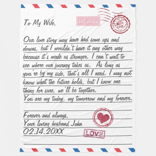 Romantische Liebe Letter Valentine's Day Anniversa Fleecedecke (Vorderseite)