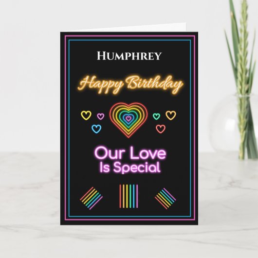 Romantische Liebe LGBT Rainbow Birthday Personalis Karte (Vorderseite)