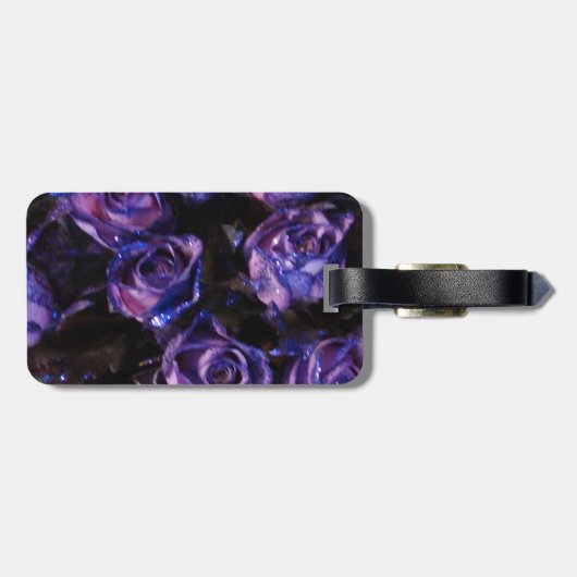Romantische Liebe Lila Valentine Glitzer Rose Gepäckanhänger (Rückseite horizontal)