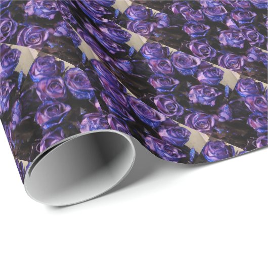 Romantische Liebe Lila Valentine Glitzer Rose Geschenkpapier (Rolleneckpunkt)