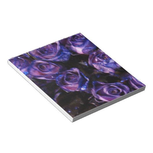 Romantische Liebe Lila Valentine Glitzer Rose Notizblock (angewinkelt)