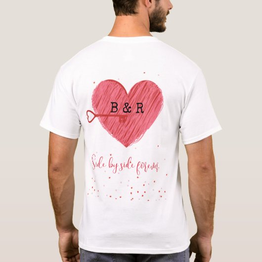 Romantische Liebe Niedliches Rotes Herz Moderner V T-Shirt (Rückseite)