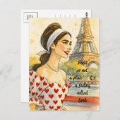 Romantische Liebe Paris Man Watercolor Postcard Postkarte (Vorne/Hinten)