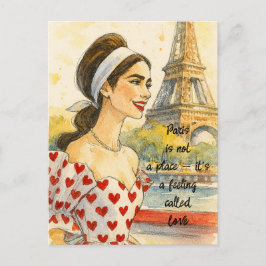 Romantische Liebe Paris Man Watercolor Postcard Postkarte