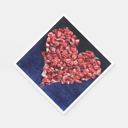 Romantische Liebe Rose Petal Rotes Herz Serviette (Ecke)