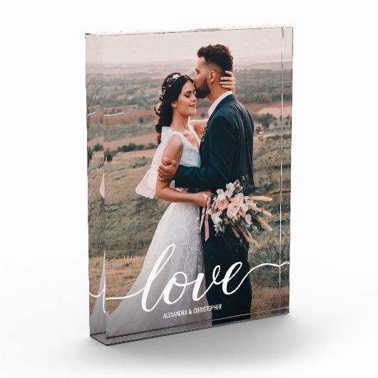 Romantische Liebe Script Wedding Foto Newlyweds (Links)
