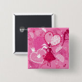 Romantische Liebe Silhouette Muster Rosa Herzen Button (Vorne & Hinten)