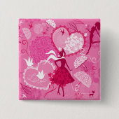 Romantische Liebe Silhouette Muster Rosa Herzen Button (Vorderseite)