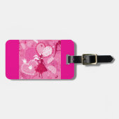 Romantische Liebe Silhouette Muster Rosa Herzen Gepäckanhänger (Vorderseite horizontal)