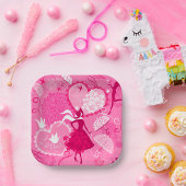 Romantische Liebe Silhouette Muster Rosa Herzen Pappteller