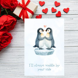 Romantische Liebe Süßer Pinguin Valentinstag Grußk Feiertagskarte