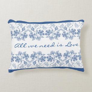 Romantische Liebe Text Indidiga Blauer Blumenstrau Zierkissen