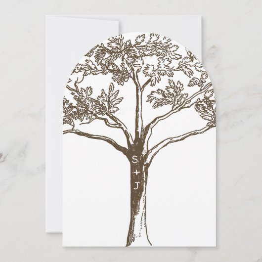 Romantische Liebe Tree Initials in Trunk Wedding Einladung (Rückseite)