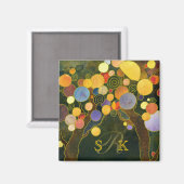 Romantische Liebe Trees Monogram Wedding Magnet (Vorderseite/Rückseite)