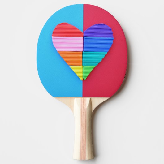 Romantische Liebe Twin Rainbow Hearts Tischtennis Schläger (Vorderseite)