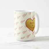 Romantische Liebe Typografie Rotes Herz Valentinst Kaffeetasse (VorderseiteRechts)