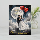 Romantische Liebe über Cloud Nine Märchenhochzeit Folieneinladung (Stehend vorne)