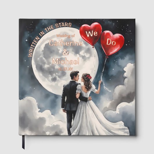 Romantische Liebe über Cloud Nine Märchenhochzeit Gästebuch (Vorderseite)