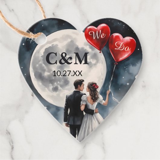 Romantische Liebe über Cloud Nine Märchenhochzeit Geschenkanhänger (Vorderseite)