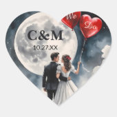 Romantische Liebe über Cloud Nine Märchenhochzeit Herz-Aufkleber (Vorderseite)